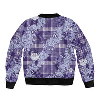 Purple Palaka Hawaii Cowboy Christmas Sleeve Zip Bomber Jacket Paniolo Mix Maile Lei - Polynesian Pride