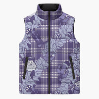 Purple Palaka Hawaii Cowboy Christmas Sleeveless Puffer Jacket Paniolo Mix Maile Lei - Polynesian Pride