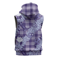 Purple Palaka Hawaii Cowboy Christmas Sleeveless Zip Hoodie Paniolo Mix Maile Lei LT7 - Polynesian Pride
