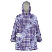 Purple Palaka Hawaii Cowboy Christmas Wearable Blanket Hoodie Paniolo Mix Maile Lei - Polynesian Pride