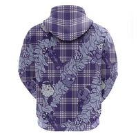 Purple Palaka Hawaii Cowboy Christmas Zip Hoodie Paniolo Mix Maile Lei - Polynesian Pride