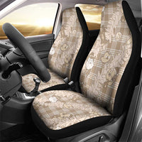 Khaki Palaka Hawaii Cowboy Christmas Car Seat Cover Paniolo Mix Maile Lei - Polynesian Pride