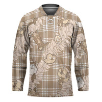 Khaki Palaka Hawaii Cowboy Christmas Hockey Jersey Paniolo Mix Maile Lei - Polynesian Pride