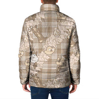 Khaki Palaka Hawaii Cowboy Christmas Padded Jacket Paniolo Mix Maile Lei - Polynesian Pride