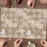 Khaki Palaka Hawaii Cowboy Christmas Puzzle Paniolo Mix Maile Lei - Polynesian Pride