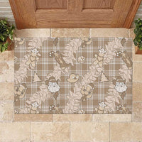 Khaki Palaka Hawaii Cowboy Christmas Rubber Doormat Paniolo Mix Maile Lei - Polynesian Pride