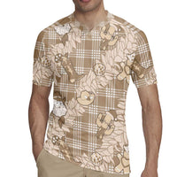 Khaki Palaka Hawaii Cowboy Christmas Rugby Jersey Paniolo Mix Maile Lei - Polynesian Pride