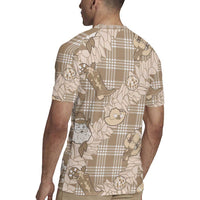 Khaki Palaka Hawaii Cowboy Christmas Rugby Jersey Paniolo Mix Maile Lei - Polynesian Pride