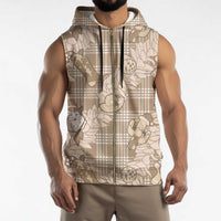Khaki Palaka Hawaii Cowboy Christmas Sleeveless Zip Hoodie Paniolo Mix Maile Lei LT7 - Polynesian Pride