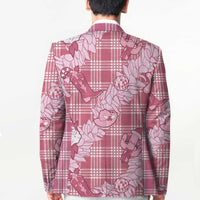 Pink Palaka Hawaii Cowboy Christmas Blazer Paniolo Mix Maile Lei - Polynesian Pride