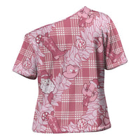 Pink Palaka Hawaii Cowboy Christmas Cross Shoulder Shirt Paniolo Mix Maile Lei LT7 - Polynesian Pride