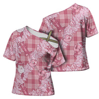 Pink Palaka Hawaii Cowboy Christmas Cross Shoulder Shirt Paniolo Mix Maile Lei LT7 - Polynesian Pride