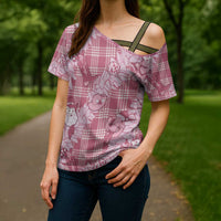 Pink Palaka Hawaii Cowboy Christmas Cross Shoulder Shirt Paniolo Mix Maile Lei LT7 - Polynesian Pride