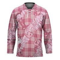 Pink Palaka Hawaii Cowboy Christmas Hockey Jersey Paniolo Mix Maile Lei LT7 Unisex Pink - Polynesian Pride