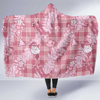 Pink Palaka Hawaii Cowboy Christmas Hooded Blanket Paniolo Mix Maile Lei - Polynesian Pride