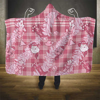 Pink Palaka Hawaii Cowboy Christmas Hooded Blanket Paniolo Mix Maile Lei - Polynesian Pride