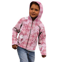 Pink Palaka Hawaii Cowboy Christmas Kid Hoodie Paniolo Mix Maile Lei - Polynesian Pride