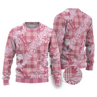 Pink Palaka Hawaii Cowboy Christmas Ugly Christmas Sweater Paniolo Mix Maile Lei - Polynesian Pride