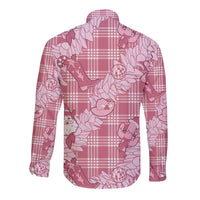 Pink Palaka Hawaii Cowboy Christmas Long Sleeve Button Shirt Paniolo Mix Maile Lei - Polynesian Pride