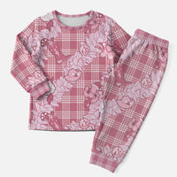 Pink Palaka Hawaii Cowboy Christmas Pajama Set Paniolo Mix Maile Lei - Polynesian Pride