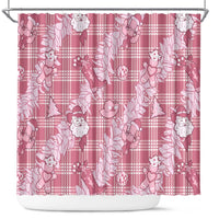 Pink Palaka Hawaii Cowboy Christmas Shower Curtain Paniolo Mix Maile Lei - Polynesian Pride