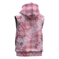 Pink Palaka Hawaii Cowboy Christmas Sleeveless Zip Hoodie Paniolo Mix Maile Lei LT7 - Polynesian Pride