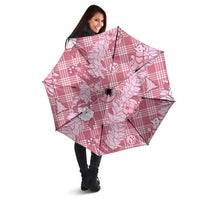 Pink Palaka Hawaii Cowboy Christmas Umbrella Paniolo Mix Maile Lei - Polynesian Pride