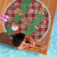 Red Palaka Hawaii Cowboy Christmas Beach Blanket Paniolo Mix Maile Lei - Polynesian Pride