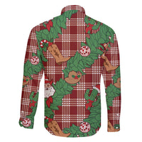 Red Palaka Hawaii Cowboy Christmas Family Matching Off Shoulder Short Dress and Hawaiian Shirt Paniolo Mix Maile Lei - Polynesian Pride