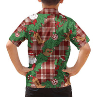 Red Palaka Hawaii Cowboy Christmas Family Matching Tank Maxi Dress and Hawaiian Shirt Paniolo Mix Maile Lei LT7 - Polynesian Pride