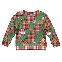 Red Palaka Hawaii Cowboy Christmas Kid Ugly Christmas Sweater Paniolo Mix Maile Lei - Polynesian Pride