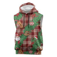 Red Palaka Hawaii Cowboy Christmas Sleeveless Hoodie Paniolo Mix Maile Lei LT7 Red - Polynesian Pride