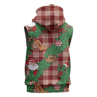 Red Palaka Hawaii Cowboy Christmas Sleeveless Hoodie Paniolo Mix Maile Lei LT7 - Polynesian Pride