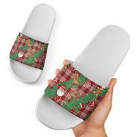 Red Palaka Hawaii Cowboy Christmas Slide Sandals Paniolo Mix Maile Lei - Polynesian Pride