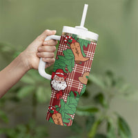 Red Palaka Hawaii Cowboy Christmas Tumbler With Handle Paniolo Mix Maile Lei - Polynesian Pride