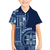 Samoa Siapo Motif Kid Hawaiian Shirt Classic Style - Bue Ver LT7 Kid Blue - Polynesian Pride