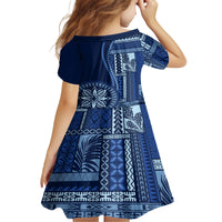 Samoa Siapo Motif Kid Short Sleeve Dress Classic Style - Bue Ver LT7 - Polynesian Pride