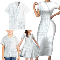 Samoa White Sunday Family Matching Short Sleeve Bodycon Dress and Hawaiian Shirt Classic Siapo Style LT7 - Polynesian Pride