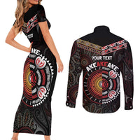 Aotearoa and Australia Indigenous Couples Matching Short Sleeve Bodycon Dress and Long Sleeve Button Shirt Stand Together For Te Tiriti