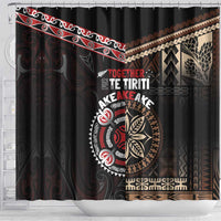 Aotearoa and Samoa Together For Te Tiriti Shower Curtain Kowhaiwhai Mix Siapo