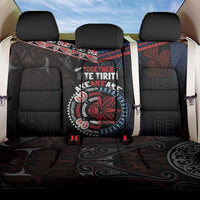 Aotearoa and Samoa Together For Te Tiriti Back Car Seat Cover Kowhaiwhai Mix Siapo - Flag Color LT7 One Size Black - Polynesian Pride
