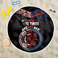 Aotearoa and Samoa Together For Te Tiriti Beach Blanket Kowhaiwhai Mix Siapo - Flag Color