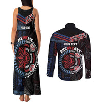 Aotearoa and Samoa Together For Te Tiriti Couples Matching Tank Maxi Dress and Long Sleeve Button Shirt Kowhaiwhai Mix Siapo - Flag Color