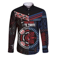 Aotearoa and Samoa Together For Te Tiriti Family Matching Long Sleeve Bodycon Dress and Hawaiian Shirt Kowhaiwhai Mix Siapo - Flag Color