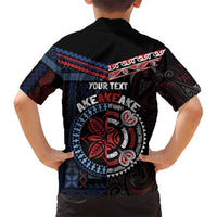 Aotearoa and Samoa Together For Te Tiriti Family Matching Short Sleeve Bodycon Dress and Hawaiian Shirt Kowhaiwhai Mix Siapo - Flag Color