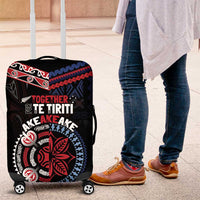 Aotearoa and Samoa Together For Te Tiriti Luggage Cover Kowhaiwhai Mix Siapo - Flag Color LT7 Black - Polynesian Pride