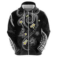 Polynesia Tribal Zip Hoodie Tentacles Plumeria