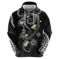 Polynesia Tribal Zip Hoodie Tentacles Plumeria