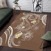 Polynesia Tribal Area Rug Mocha Plumeria Tentacles