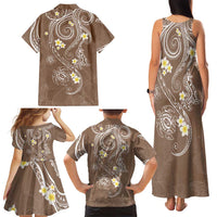 Polynesia Tribal Family Matching Tank Maxi Dress and Hawaiian Shirt Mocha Plumeria Tentacles LT7 - Polynesian Pride
